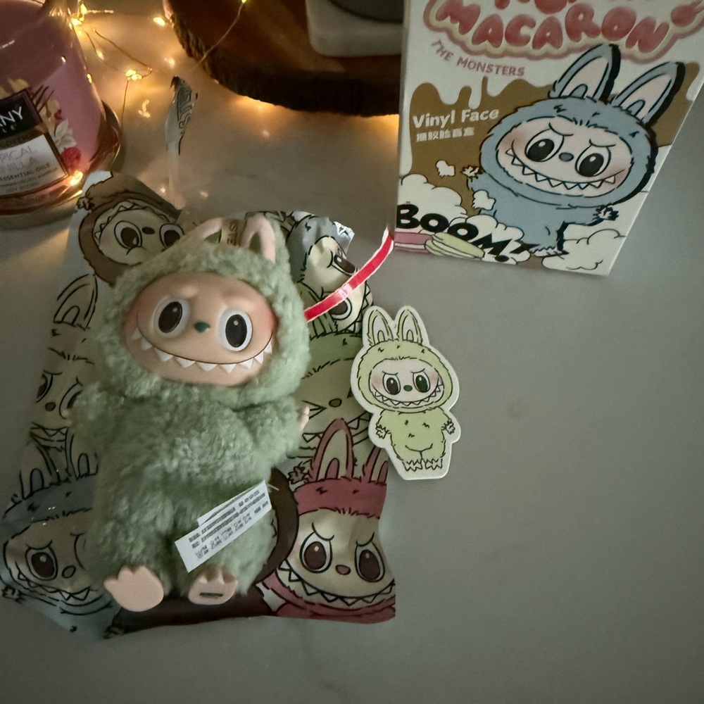 Authentic Labubu Exciting Macaron plush Monster Keychain